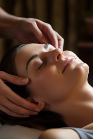 Valkyrie, énergéticienne, pratiquant le Micro-Massage® Crânien dans son cabinet